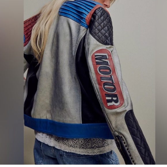Muubaa Leather Racing Moto Jacket. Size 4 - Picture 4 of 12